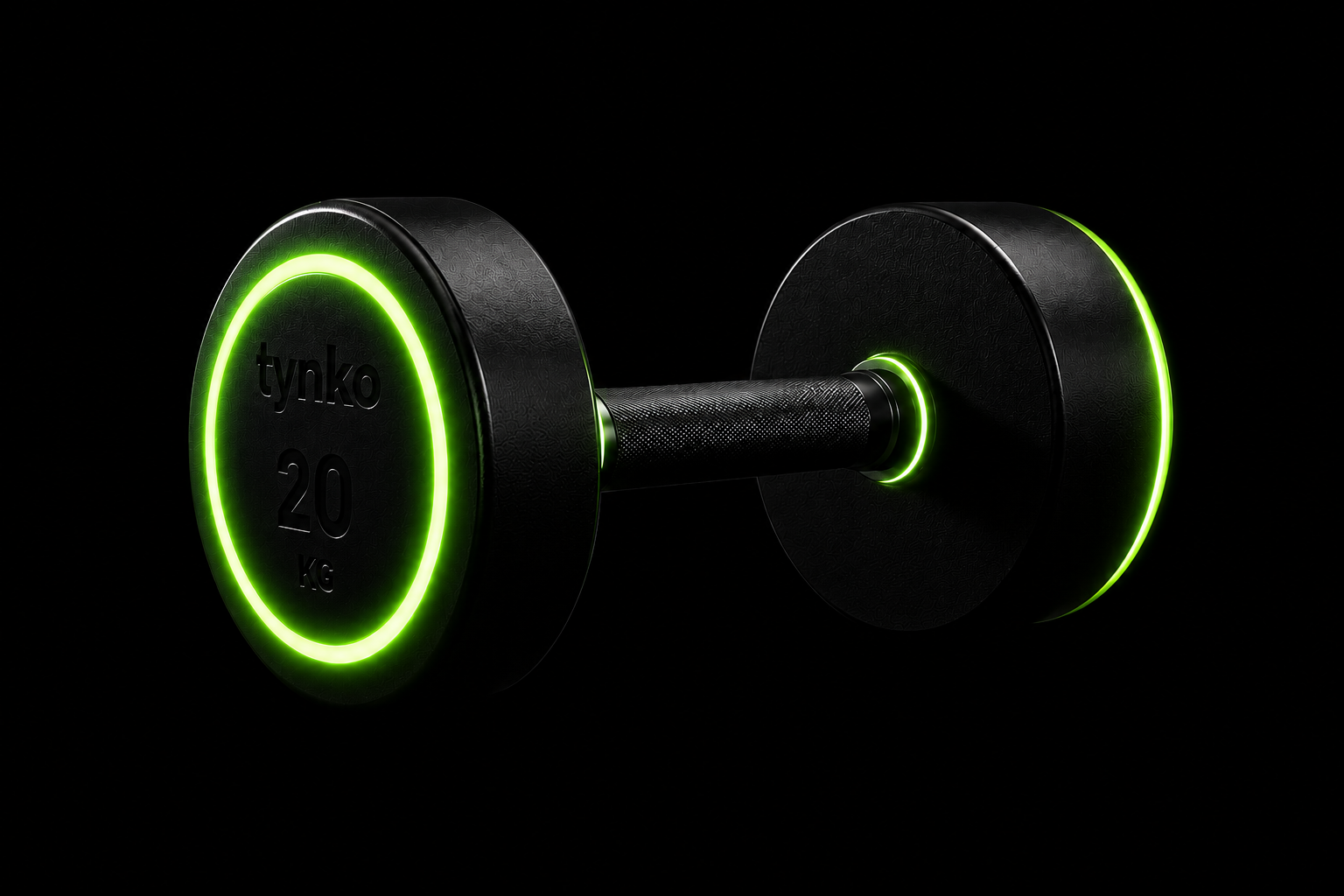 tynko dumbbell with lime green glowing ring